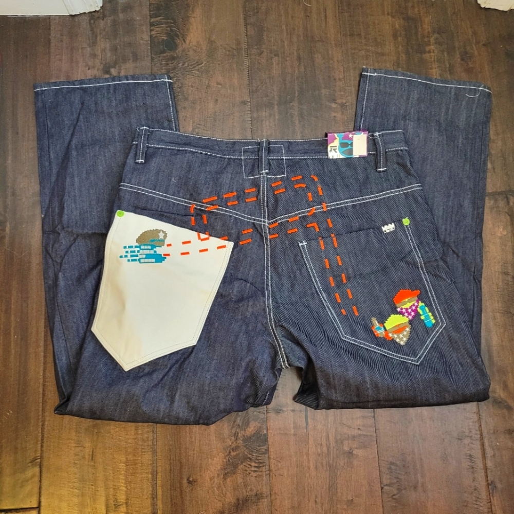 RTGN jeans men's 42x31 embroidered unique vintage y2k skater baggy denim